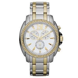 Ladies Michael Kors Mid Size Cameron Chronograph Two Tone Glitz Watch